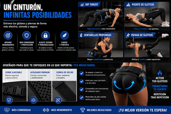 Cinturón para Hip Thrust para entrenamientos en casa o cualquier otra parte